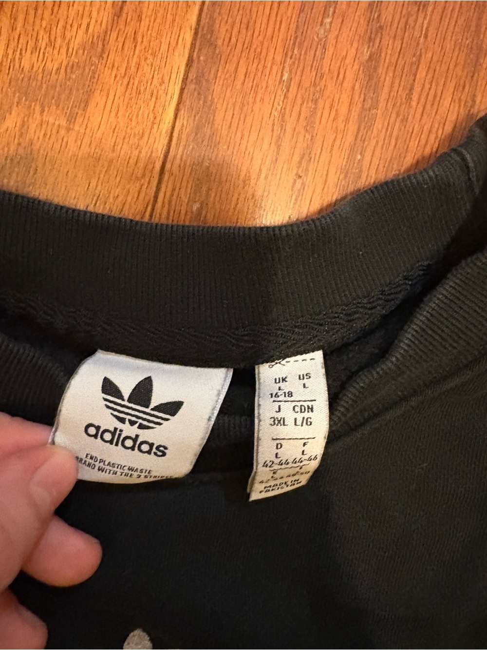 adidas Black Crewneck Sweatshirt with Trefoil Logo - Picture 2 of 2